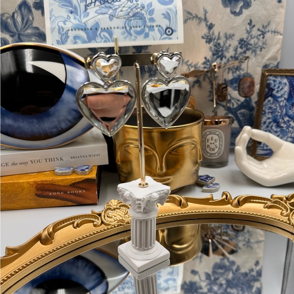 🆕 MARC JACOBS 🧿 NWOT Silver Crystal Double Heart Earrings - Picture 9 of 15